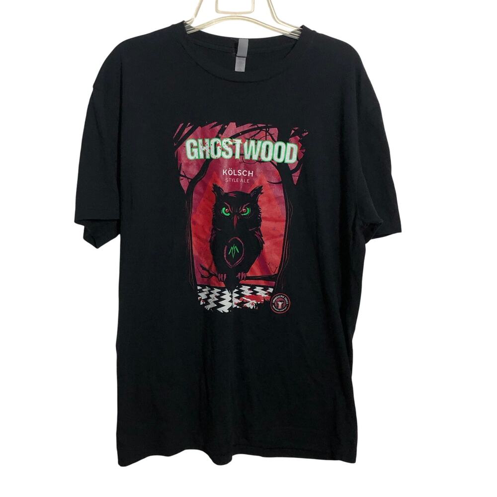 Snoqualmie Falls Wa Brewing Company Ghostwood Ale Black Owl Logo T Shirt S Large